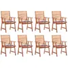 Image de vidaXL Chaises à manger d'extérieur lot de 8 et coussins Acacia massif