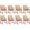 Image de vidaXL Chaises à manger d'extérieur lot de 8 et coussins Acacia massif