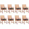 Image de vidaXL Chaises à manger d'extérieur lot de 8 et coussins Acacia massif