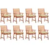Image de vidaXL Chaises à manger d'extérieur lot de 8 et coussins Acacia massif