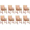 Image de vidaXL Chaises à manger d'extérieur lot de 8 et coussins Acacia massif