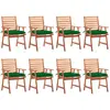 Image de vidaXL Chaises à manger d'extérieur lot de 8 et coussins Acacia massif