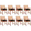 Image de vidaXL Chaises à manger d'extérieur lot de 8 et coussins Acacia massif