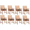 Image de vidaXL Chaises à manger d'extérieur lot de 8 et coussins Acacia massif