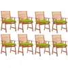 Image de vidaXL Chaises à manger d'extérieur lot de 8 et coussins Acacia massif