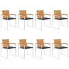 Image de vidaXL Chaises de jardin avec coussins, lot de 8 en acier inoxydable