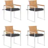Image de vidaXL Chaises de jardin avec coussins - Bois de teck massif - Lot de 4
