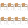 Image de vidaXL Chaises de jardin avec coussins - Bois de teck - 8 pièces