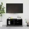 Image de vidaXL Meuble TV - Acier et Verre 90x30x44 cm
