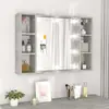 Image de vidaXL Armoire à miroir avec LED - Gris béton