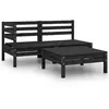 Image de vidaXL Salon de jardin 3 pcs Bois de pin massif Noir