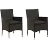 Image de vidaXL Chaises de jardin - Résine tressée - Coussins noir