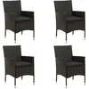 Image de vidaXL Chaises de jardin avec coussins noir en résine tressée