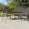 Image de vidaXL Table de jardin en résine tressée beige