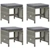 Image de vidaXL Tabourets de jardin (4 pcs) - Résine tressée grise