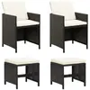 Image de vidaXL Ensemble chaise et tabouret - Noir