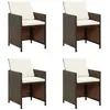 Image de vidaXL Chaises de jardin avec coussins lot de 4 - Marron