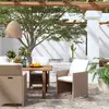 Image de vidaXL Chaises de jardin avec coussins - Résine tressée Beige