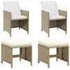 Image de vidaXL Chaises de jardin avec tabourets - Résine tressée - Beige