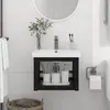 Image de vidaXL Cadre de lavabo mural - Noir