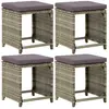 Image de vidaXL Tabourets de jardin avec coussins - Gris - Lot de 4