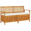 Image de VidaXL Banc de rangement 148 cm Acacia massif avec coussin Blanc