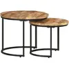 Image de Vidaxl Tables gigognes 2 pcs - Bois de manguier brut
