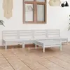 Image de vidaXL Salon de jardin Bois de pin massif - Blanc, 5 pcs