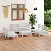 Image de vidaXL Salon de jardin 7 pcs - Bois de pin massif - Blanc