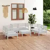 Image de vidaXL Salon de jardin 7 pcs - Blanc bois de pin massif
