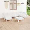 Image de vidaXL Salon de jardin 7 pcs - Pin massif Blanc