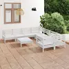Image de Salon de jardin 9 pcs en bois de pin massif blanc