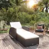 Image de VIDAXL Chaise longue avec coussin - Noir Résine Tressée