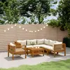 Image de vidaXL Salon de jardin 7 pcs avec coussin crème - Bois d'acacia solide