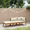 Image de vidaXL Salon de jardin 3 pcs avec coussin - Crème