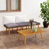 Image de vidaXL Salon de Jardin 4 pcs avec Coussins - Bois d'Acacia