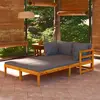 Image de vidaXL Chaises longues x2 - Acacia avec Coussins Gris