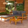 Image de VidaXL Salon de jardin 3 pcs - Bois d'acacia - Gris foncé