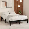 Image de VIDAXL Cadre de lit en bois massif - Noir 135x190 cm
