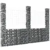 Image de vidaXL Panier de gabion - U avec 3 poteaux - Fer