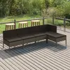 Image de vidaXL Salon de jardin 5 pcs avec coussins - Résine tressée Gris