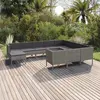Image de vidaXL Salon de jardin 11 pcs avec coussins Résine tressée Gris
