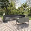 Image de vidaXL Salon de jardin 9 pcs gris avec coussins