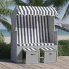 Image de VIDAXL Strandkorb avec auvent - Bleu/Blanc