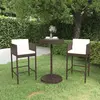Image de vidaXL Meubles de bar de jardin 3pcs et coussins - Résine tressée - Marron