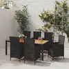 Image de Salon de jardin 7 pcs avec coussins en résine tressée noir