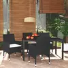 Image de vidaXL Ensemble 5 pcs Résine tressée Noir