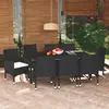 Image de VidaXL Ensemble à manger de jardin 9 pièces - Résine tressée - Noir