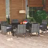 Image de vidaXL Ensemble à manger de jardin 7 pcs Gris Résine tressée