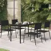 Image de vidaXL Table à dîner de jardin acier et verre noir